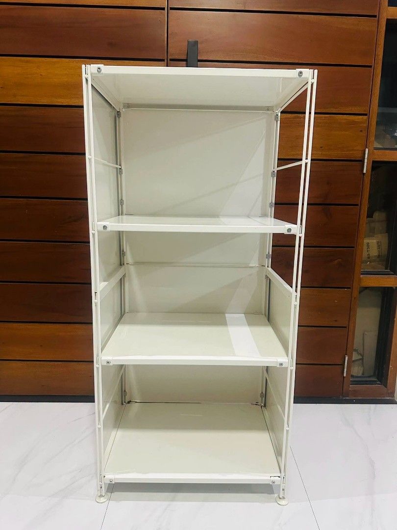Muji 4 tier Steel Unit Shelf (Category: Shelves, Cabinets & Racks) located in Quezon City. Submitted by dannikkishoppe2 (Listing ID 1464769023, Image 2). Description: Muji 4 tier Steel Unit Shelf ‼️₱5800‼️ *adjustable shelves *with side and back steel covers *good condition W22in x D16in x H47in Please manage your expectations as there might be minimal flaws. Color may vary due to lighting, it may appear darker or lighter in person. Check photos 