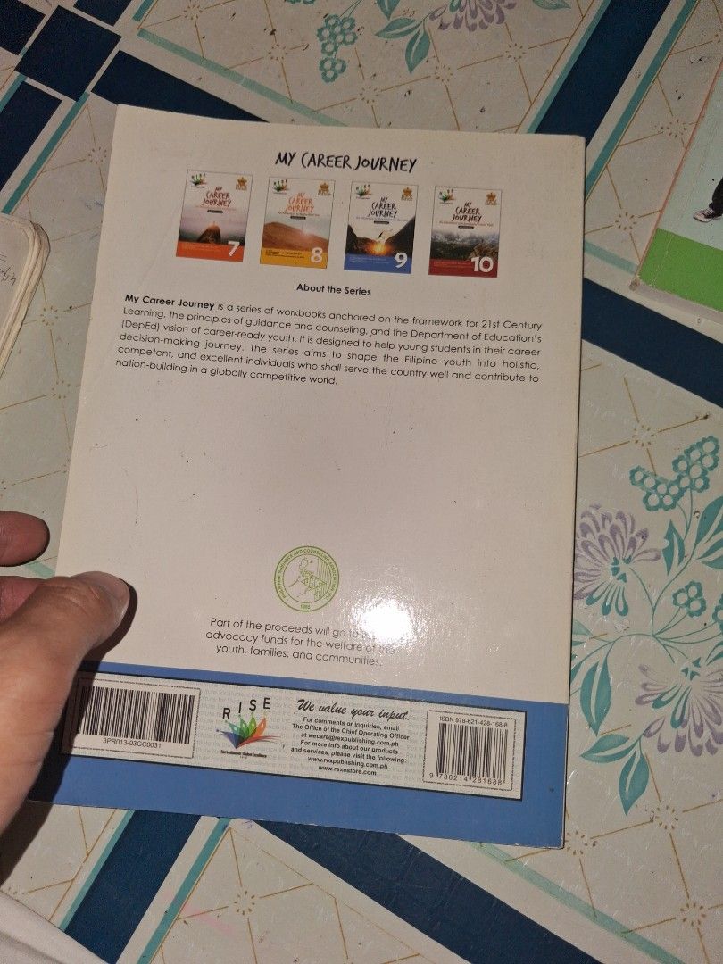 My Career Journey Workbook Grade 6 Rex Publishing (Category: Textbooks) located in Manila. Submitted by marcas022798212 (Listing ID 1464611706, Image 3). Description: - My Career Journey Workbook, Grade 6 - Published by Rex Book Store - 2019 Edition - Ideal for students exploring career paths - Workbook designed for Grade 6 level - Please check photos for detailed condition.