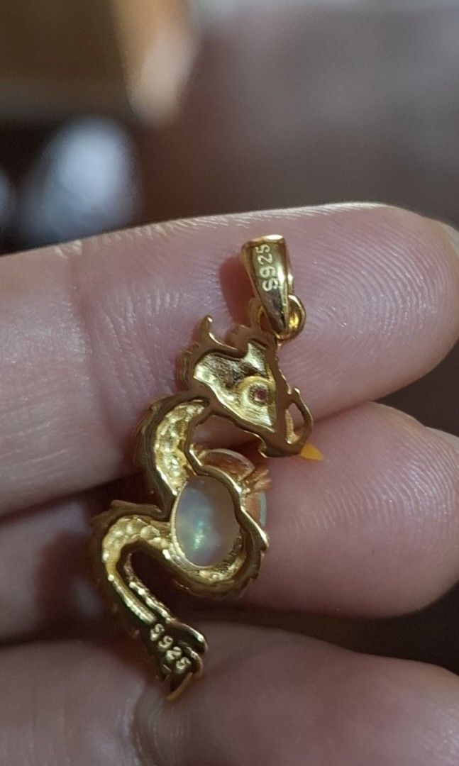 Natural Opal Dragon Pendant (Category: Necklaces) located in Baguio. Submitted by marinel.caranto (Listing ID 1464635759, Image 3). Description: 2200.00 only s925 gold plated silver natural opal beautiful play of color with cert.