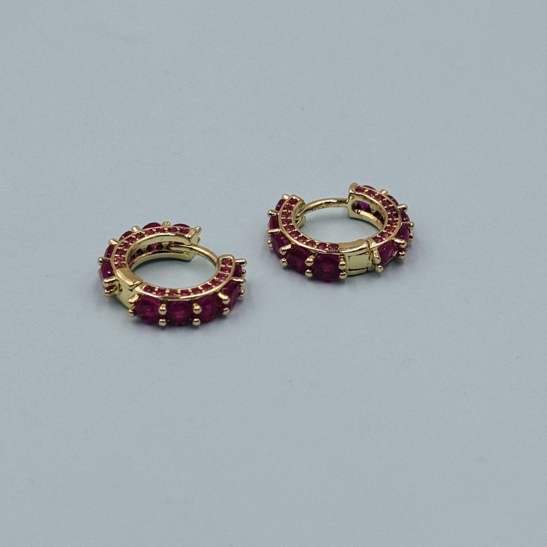 Natural Ruby Loop Earring in Gold Plated (Category: Earrings) located in Baguio. Submitted by paatttyyyy (Listing ID 1464672344, Image 2). Description: Natural Ruby Loop Earring in Gold Plated UV Light Reactive All sides have ruby (Front, Back, Side by Side) 🏷️ 680.