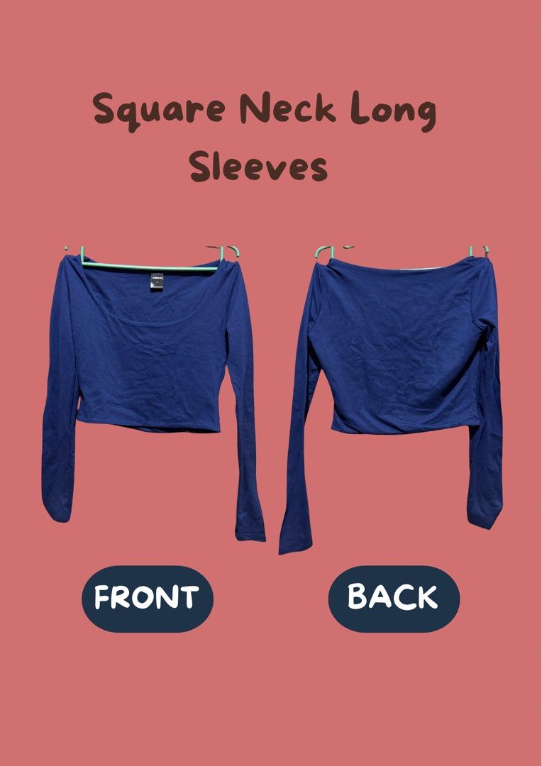 Navy Blue Square Neck Long Sleeve Cropped Top (Category: Longsleeves) located in Manila. Submitted by blairwinter (Listing ID 1464600954, Image 1). Description: .