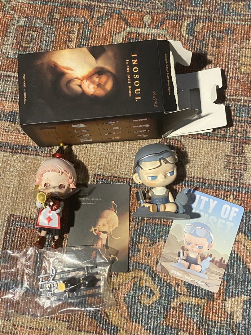 Kubo and Inosoul PopMart (Category: Designer & Blind Box Toys) located in Mandaluyong City. Submitted by brycekrispie (Listing ID 1464678788, Image 1). Description: • selling for 450 each (negotiable)! • both w/ card and box (forgot to put the kubo box in the photo) • kubo dreamscaper • inosoul song of the soul • take all: 700 • mop: gcash or bank transfer • mod: lalamove, j&t, grab • also willing to trade for hirono self-anchored or birdcage, sk
