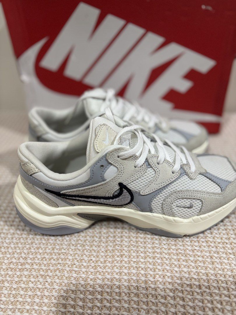 Nike AL8 White Metallic Silver (Category: Sneakers) located in Dasmarinas. Submitted by gueenclaire (Listing ID 1464730940, Image 1). Description: - Brand: Nike - Model: AL8 - Colorway: Summit White / Metallic Silver - Condition: Worn a few times, clean uppers and soles with minimal wear - Includes: Original Nike box - Style: Chunky retro runner aesthetic with mixed mesh and suede overlays Used once Size 8IS.