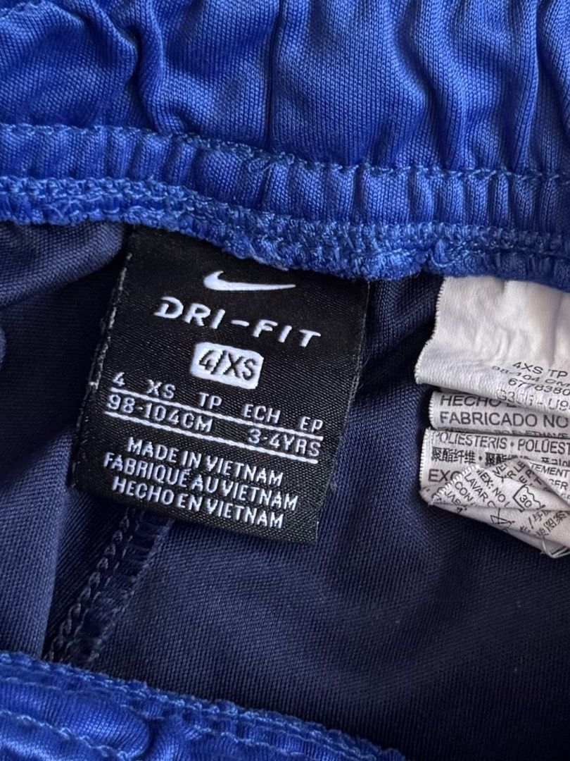 Nike Dri-Fit Kids Shorts (Category: Babies & Kids Fashion) located in Dagupan City. Submitted by iamrannflores (Listing ID 1464630831, Image 2). Description: - Blue Nike Dri-Fit shorts for kids - Size: 4 or XS (fits 98-104cm / 3-4 years old) - Material: Dri-Fit for comfort and sweat-wicking - Features: Elastic waistband for a snug fit - Ideal for: Sports, play, or everyday casual wear - Origin: Made in Vietnam.
