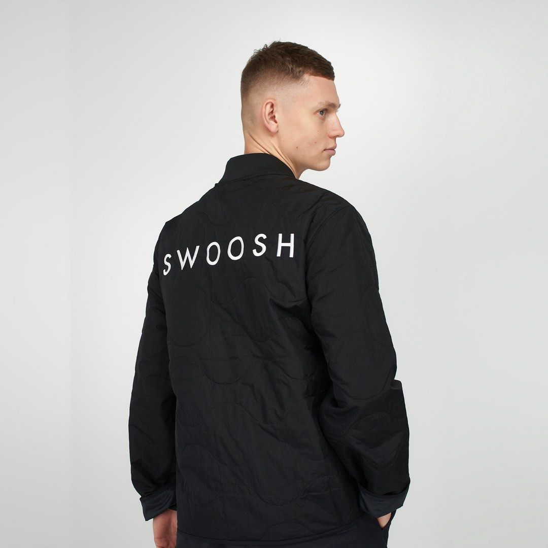 NIKE QUILTED BLACK JACKET WITH EMBROIDED DESIGN (Category: Coats, Jackets and Outerwear) located in Las Pinas. Submitted by greedythrifterz (Listing ID 1464621940, Image 1). Description: NIKE QUILTED BLACK JACKET WITH EMBROIDED DESIGN DIMES- WIDTH 24 BY LENGTH 28.5 (XL ON TAG (ALL INCHES) NO ISSUE, FREE SHIP AND NEGOTIABLE .