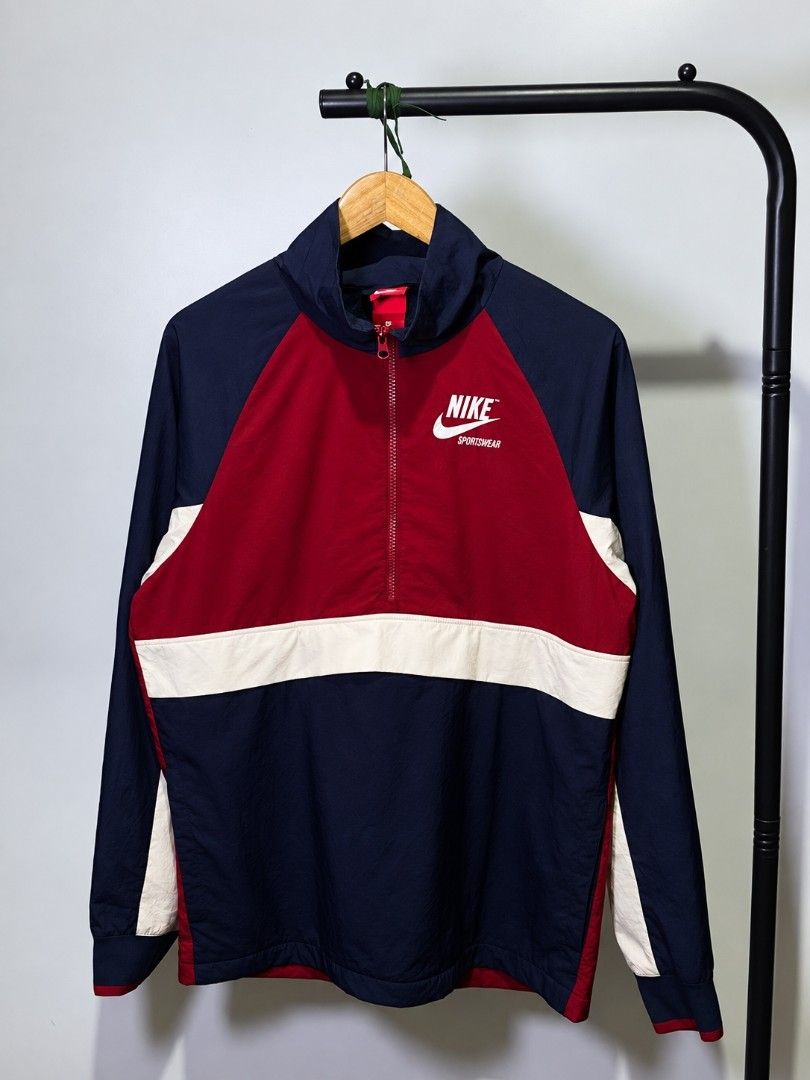 NIKE SPORTSWEAR HALF ZIP JACKET (Category: Coats, Jackets and Outerwear) located in Davao. Submitted by nmd.archives (Listing ID 1464600528, Image 2). Description: Small on tag 21 x 29 (fits medium) Color rate and condition: 10/10 No issue.