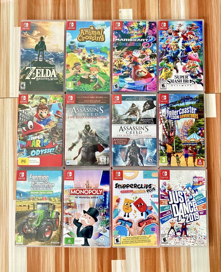 Nintendo Switch Games (Category: Nintendo) located in General Trias. Submitted by eddd14 (Listing ID 1464584535, Image 1). Description: FOR SALE ONLY PRICE: ZELDA BOTW - ₱1,700 ANIMAL CROSSING - ₱1,700 MARIOKART DELUXE - ₱1,800 SUPER SMASH BROS - ₱1,700 MARIO ODYSSEY - ₱1,700 ASSASSINS CREED EZIO COL - ₱1,000 ASSASSINS CREED REBEL COL - ₱1,000 ROLLER COASTER TYCOON - ₱1,300 FARMING SIMULATOR - ₱1,000 MONOPOLY - ₱1,000 SNIPPER CLIPS PLUS - ₱1,000 