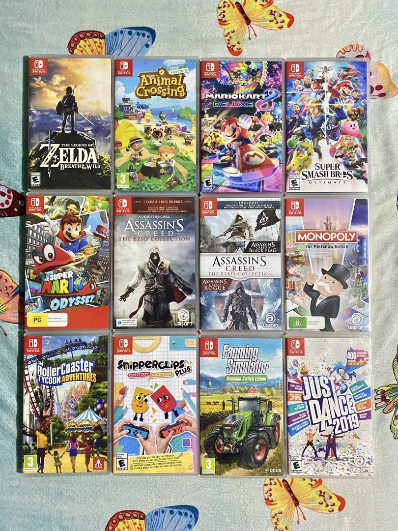 Nintendo Switch Games (Category: Nintendo) located in General Trias. Submitted by eddd14 (Listing ID 1464694010, Image 1). Description: FOR SALE NINTENDO SWITCH GAMES ‼️ PRICE: ZELDA BREATH OF THE WILD - ₱1,700 ANIMAL CROSSING - ₱1,700 MARIOKART DELUXE - ₱1,800 SUPER SMASH BROS ULTIMATE - ₱1,700 SUPER MARIO ODYSSEY - ₱1,700 ASSASSINS CREED EZIO COL - ₱1,000 ASSASSINS CREED REBEL COL - ₱1,000 MONOPOLY - ₱1,000 ROLLER COASTER TYCOON - ₱1,300 SNIPPE