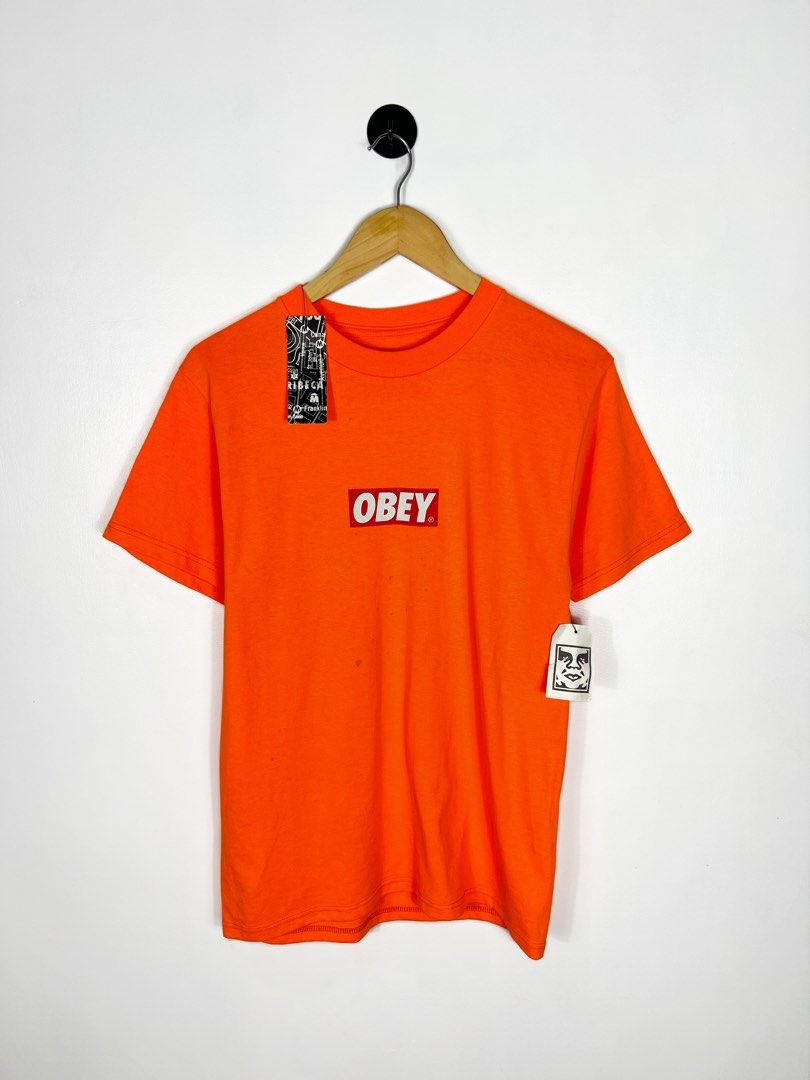 OBEY - Classic Box Logo in Orange (Category: Tshirts & Polo Shirts ) located in Bacolod City. Submitted by nodaysoff (Listing ID 1464754663, Image 1). Description: OBEY - Classic Box Logo in Orange - Authentic Measures: 18x27 | Small Excellent condition Flaws: light blue spots ₱780.
