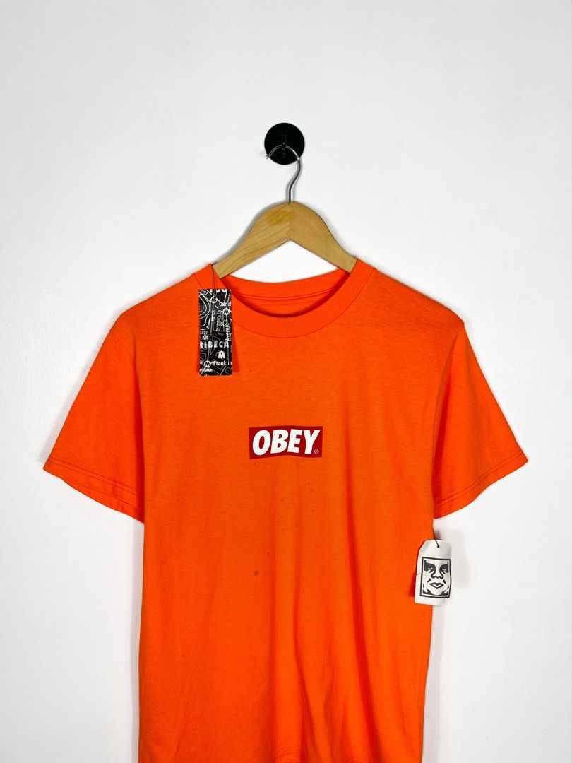 OBEY - Classic Box Logo in Orange (Category: Tshirts & Polo Shirts ) located in Bacolod City. Submitted by nodaysoff (Listing ID 1464754663, Image 2). Description: OBEY - Classic Box Logo in Orange - Authentic Measures: 18x27 | Small Excellent condition Flaws: light blue spots ₱780.