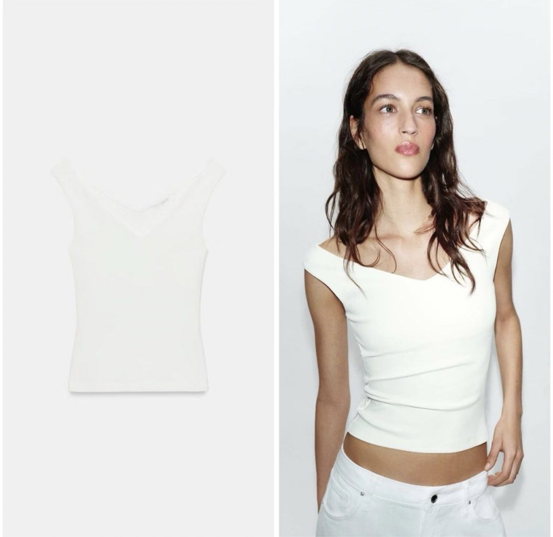 Offshoulder Vneck Top (Category: Sleeveless) located in Manila. Submitted by art8411_ (Listing ID 1464729796, Image 2). Description: .