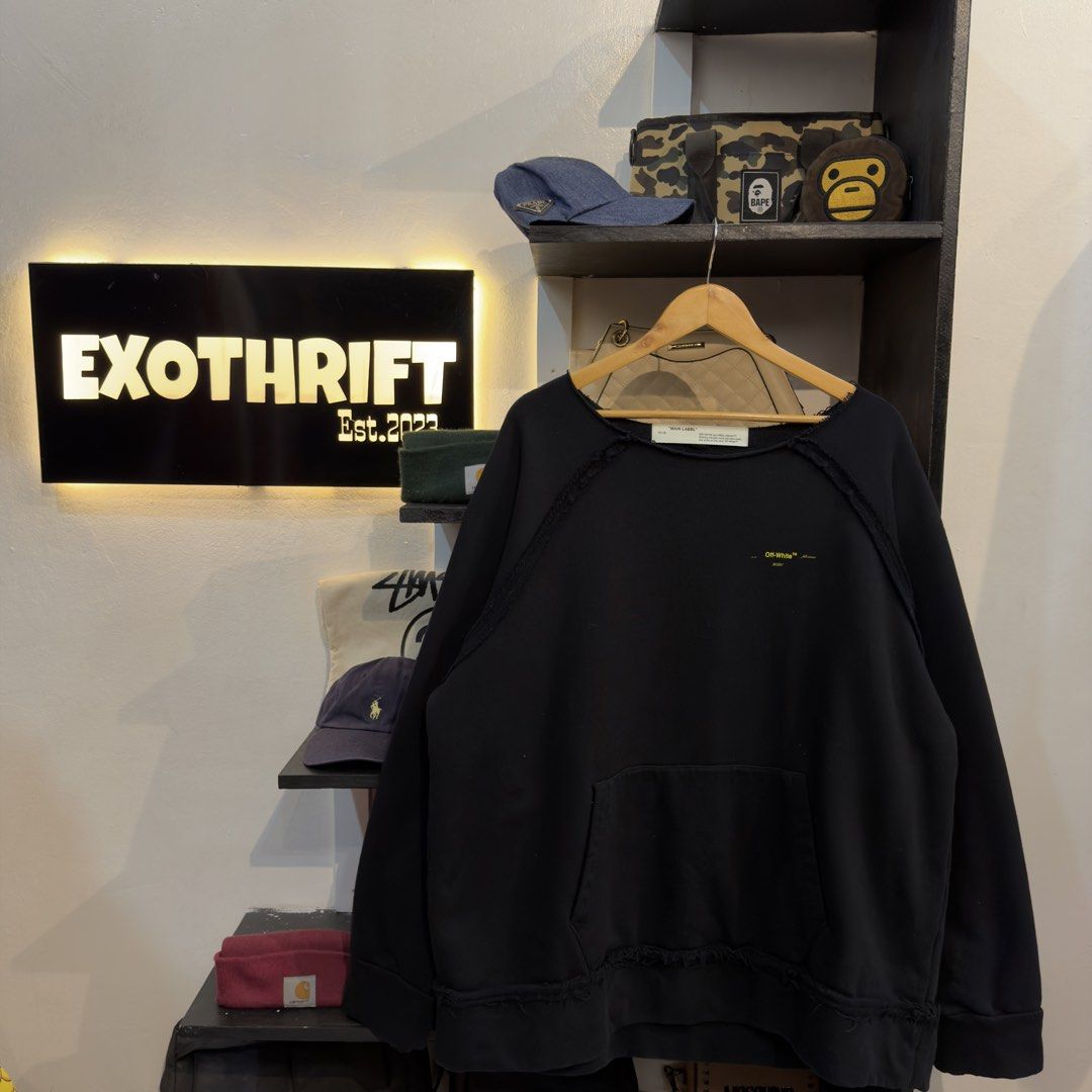 Off-White Acrylic Arrows Sweatshirt (Category: Coats, Jackets and Outerwear) located in Manila. Submitted by jerichomal82553 (Listing ID 1464748950, Image 2). Description: Off-White Acrylic Arrows Sweatshirt 27.5 by 30 Good Condition Cut Washtag CLAIM 1500.