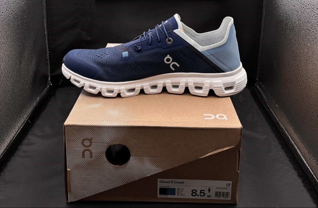 ON Cloud 6 Coast Navy Running Shoes (Category: Sneakers) located in Kabankalan. Submitted by mad_zillaaa (Listing ID 1464619598, Image 2). Description: - ON Cloud 6 Coast Running Shoes - Color: Navy Blue - Size: US Men's 8.5 - Lightweight and comfortable for daily runs and walks - Sleek and modern design - Suitable for pavement and trails - Comes with original box - 💯 original.