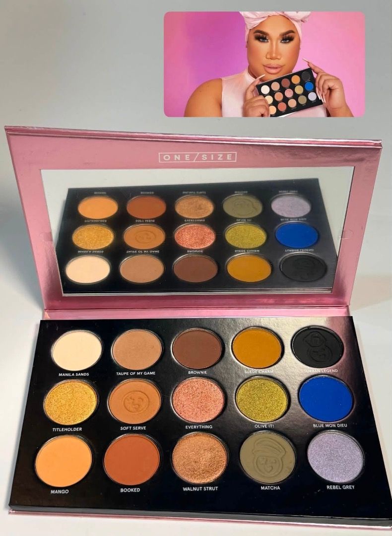 ONE/SIZE Patrick Starrr Visionary Eyeshadow Palette (Category: Makeup) located in Cebu City. Submitted by kyeshamori24 (Listing ID 1464636603, Image 1). Description: - Patrick Starrr Visionary Eyeshadow Palette by ONE/SIZE - 15 versatile shades: mix of mattes and shimmers - Color range: warm neutrals to bold blues and purples - Perfect for creating diverse makeup looks.