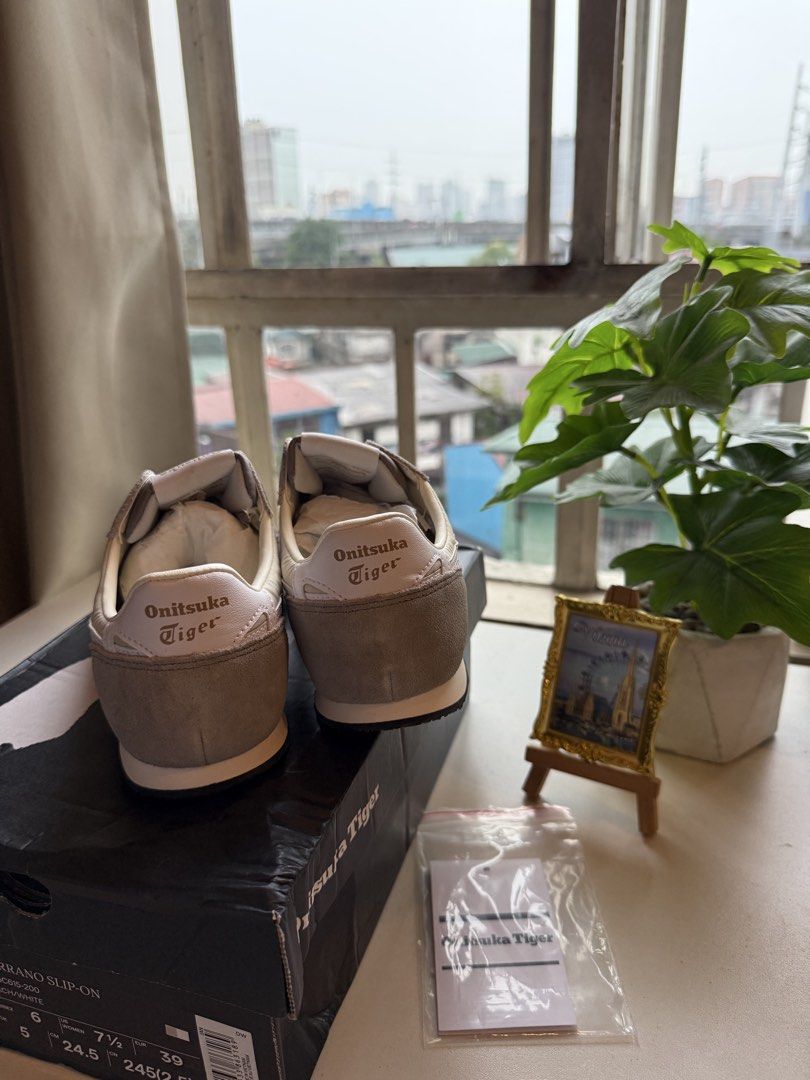 Onitsuka Tiger Serrano Slip-On Beige Brown (Category: Sneakers) located in Manila. Submitted by its.mickey (Listing ID 1464642323, Image 3). Description: Onitsuka Tiger Serrano Slip-On in beige and brown. Size 7.5 (US Women's). Comes with original box and tags. Easy slip-on style for everyday wear. Great for casual outfits. rfs: malaki daw kay ate.