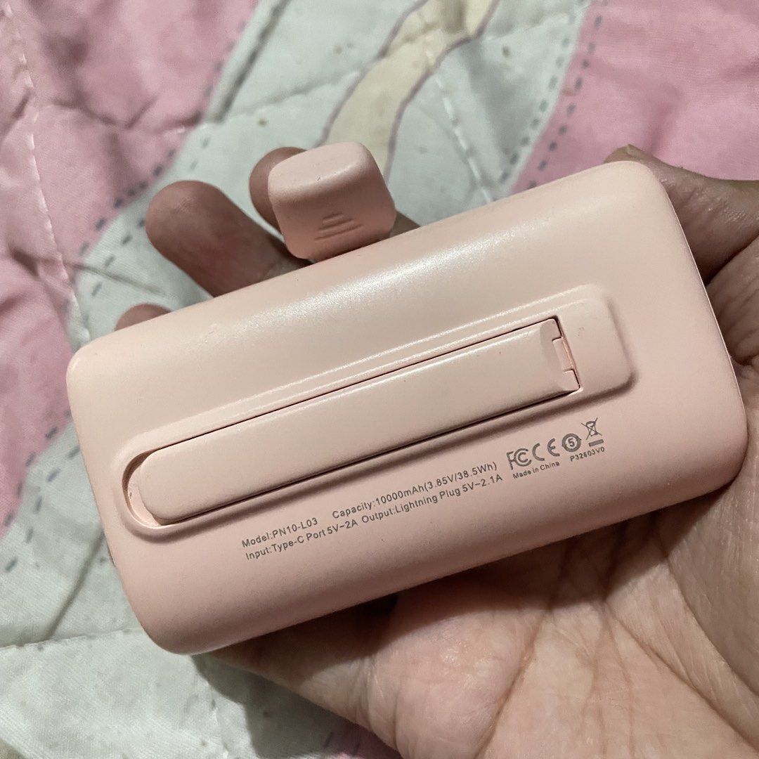 Orashare Pink Portable Charger (IOS ONLY) (Category: Chargers & Cables) located in Cainta. Submitted by hayiyimaw (Listing ID 1463438229, Image 3). Description: - Adorable pink Orashare portable charger - Battery level indicator lights for easy monitoring - Compact and travel-friendly - Ideal for charging your devices anywhere, anytime - No issue - For ios only - 10000mah ₱500 fixed Location, Cainta Rizal.