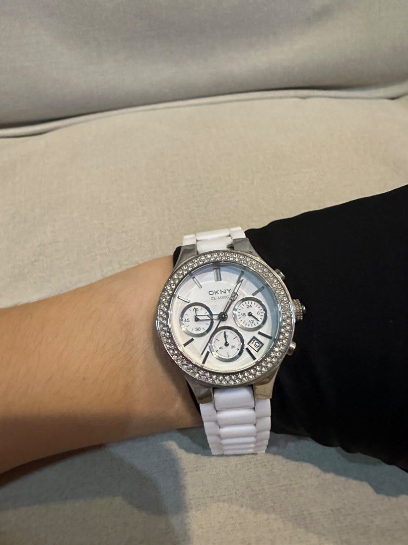 Original DKNY Ceramic Watch (Category: Women's Watches) located in Cavite. Submitted by rubieanne__ (Listing ID 1464588914, Image 2). Description: original DKNY ceramic women’s watch excellent working condition up to 17cm wrist ₱22,000 srp selling low ₱1,500 pawnable to selected pawnshops moneyback guranteed.