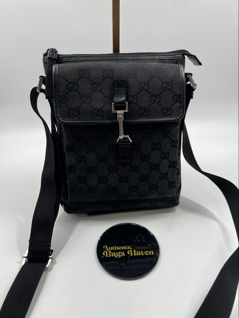 Original Gucci Black Canvas Sling Bag (Category: Luxury Bags & Wallets) located in Cavite. Submitted by authenticbagshavenbyvalg (Listing ID 1378162687, Image 1). Description: 💯Guaranteed Original very good condition no issue Authentic Bags Haven No return No Exchange Money back guarantee unless proven fake No low ballers No Swap No Joy Reservers PLEASE MANAGE YOUR EXPECTATIONS, youre buying a preloved item. Accepts layaway on certain items 30% 
