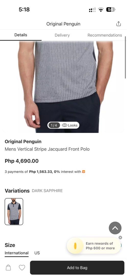 Original Penguin Stripped Polo Shirt (Category: Tshirts & Polo Shirts ) located in San Fernando. Submitted by mandts_closet (Listing ID 1464656572, Image 3). Description: Original Penguin Mens Vertical Stripe Jacquard Front Polo ❗️Brandnew with Tags ❗️Size Medium Free shipping.