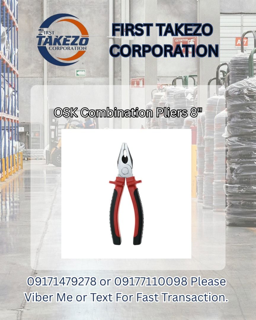 OSK Combination Pliers 8" (Category: Home Improvement Tools & Accessories) located in Manila. Submitted by 09171479278_elsie. (Listing ID 1464577406, Image 1). Description: OSK Combination Pliers 8".