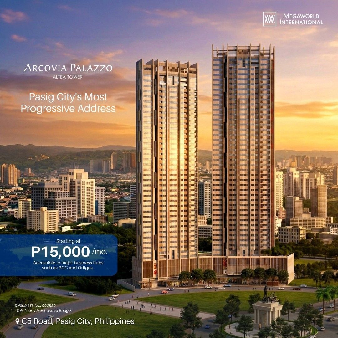 Own a Studio Unit at Altea, Arcovia City! (Category: Apartments & Condos) located in Quezon City. Submitted by cloverphrealty (Listing ID 1448369775, Image 1). Description: 📍Studio Unit for Sale – Altea at Arcovia City, Pasig - 30 sqm Studio Unit - 3 years to pay - Monthly payments start at ₱15,500.00 - Approx. 15 minutes to BGC - Approx. 10 minutes to Ortigas Center - Easy access to C5 Road, Eastwood City, and other major thoroughfares - Prime 