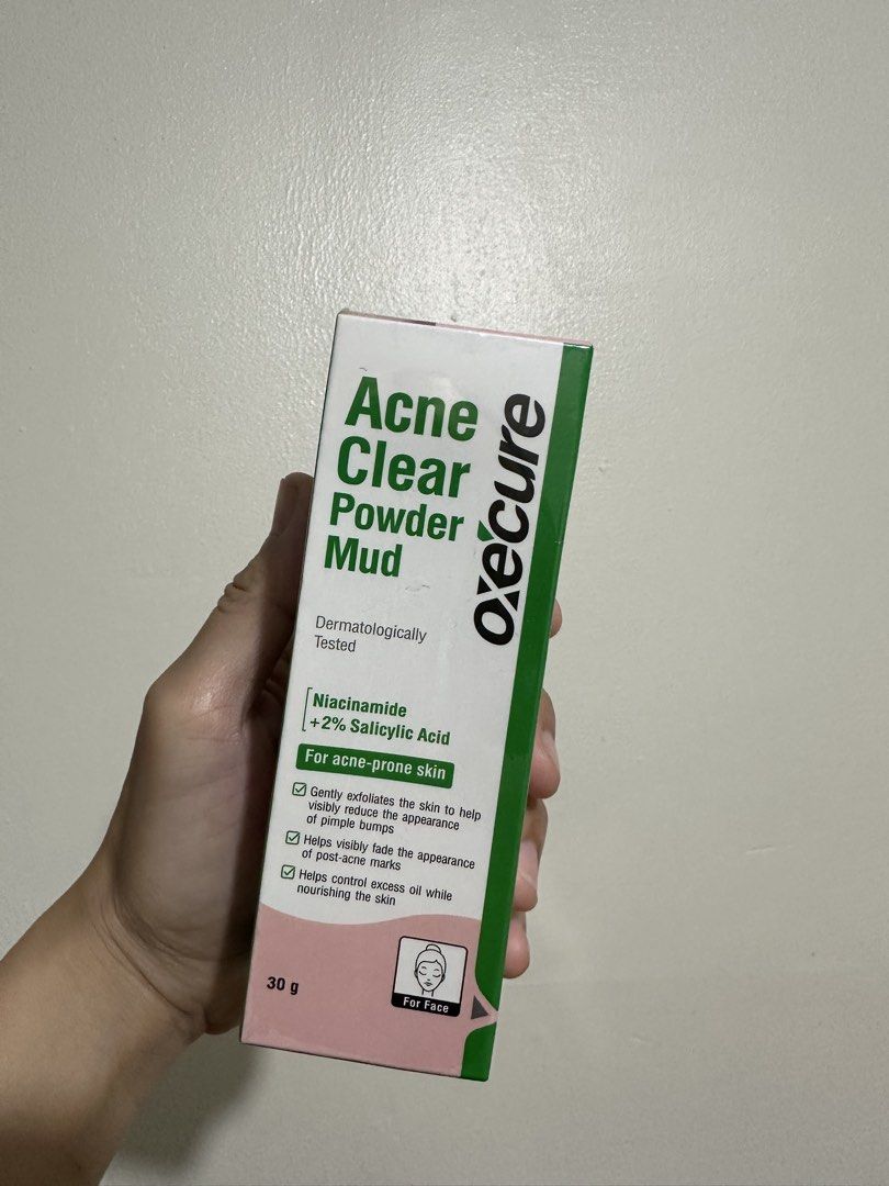 Oxecure Acne Clear Powder Mud 30g (Category: Face Care) located in Bacoor. Submitted by katsune (Listing ID 1464739819, Image 1). Description: Brand new sealed 500 orig price.