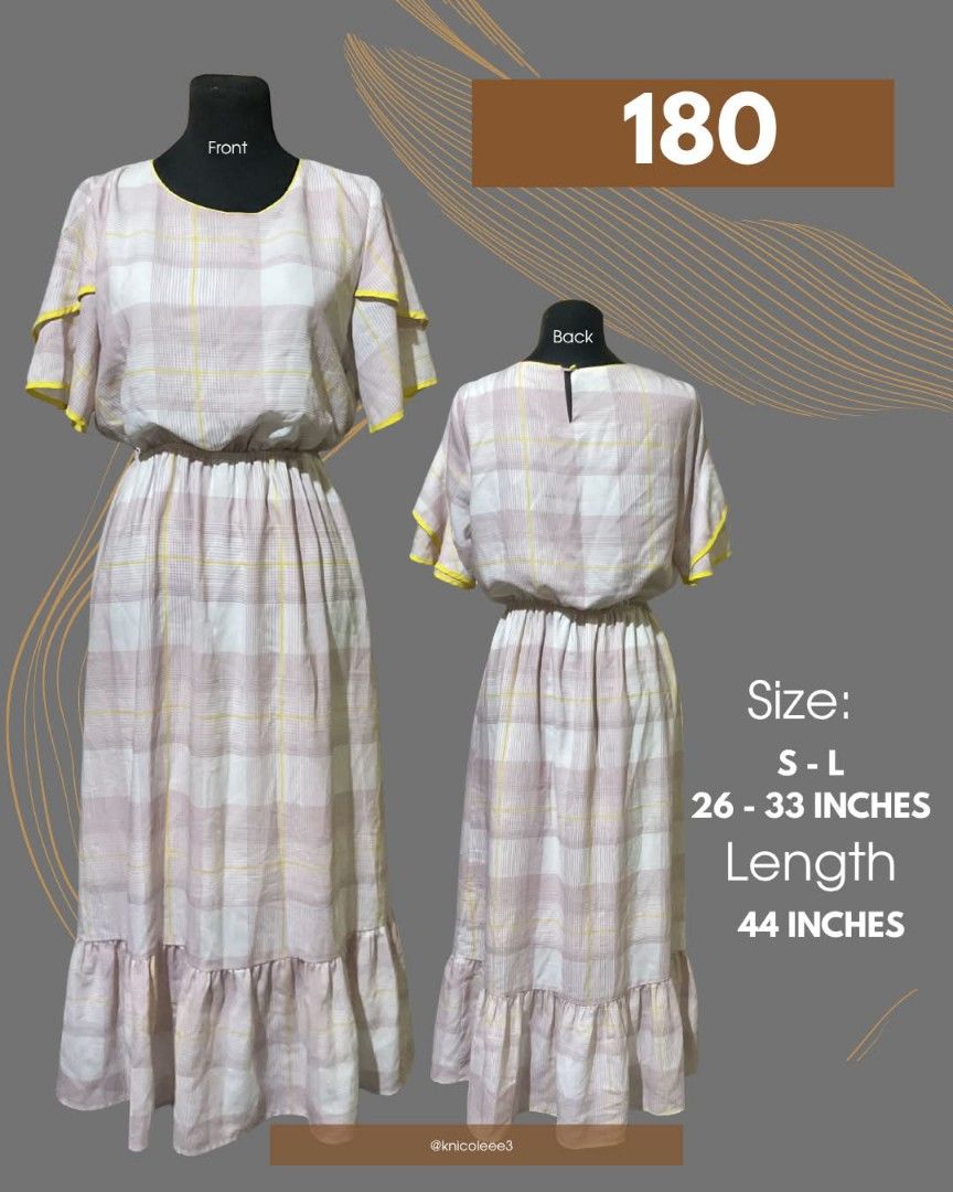 Pastel Plaid Ruffle Midi Dress (Category: Dresses) located in Quezon City. Submitted by demagajesr45928 (Listing ID 1464624324, Image 1). Description: Size: S-L Waist: 26-33 in. Length: 44 in. In good condition - never worn RFS: Decluttering.