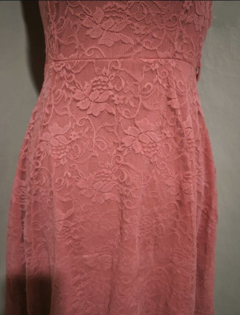 Peachy laced dress (Category: Dresses) located in Manila. Submitted by wearforce (Listing ID 1464585940, Image 3). Description: Peachy laced dress can fit S-M good condition no issues color rate 9/10 150 + sf.