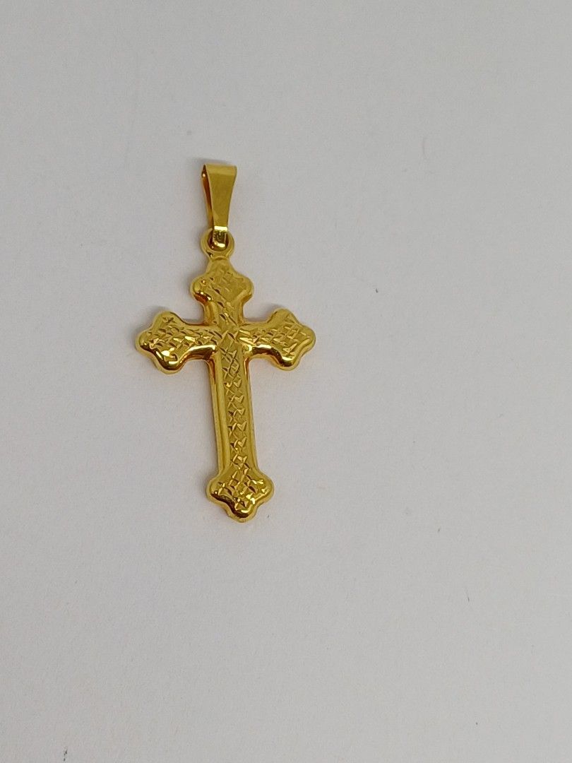 Pendant cross (Category: Necklaces) located in Makati City. Submitted by divinejewels.ph (Listing ID 1464641455, Image 2). Description: GJU-857 PENDANT CROSS 18KYG 1.01 GRAMS 26X15MM 7MM PHP 41.00000.
