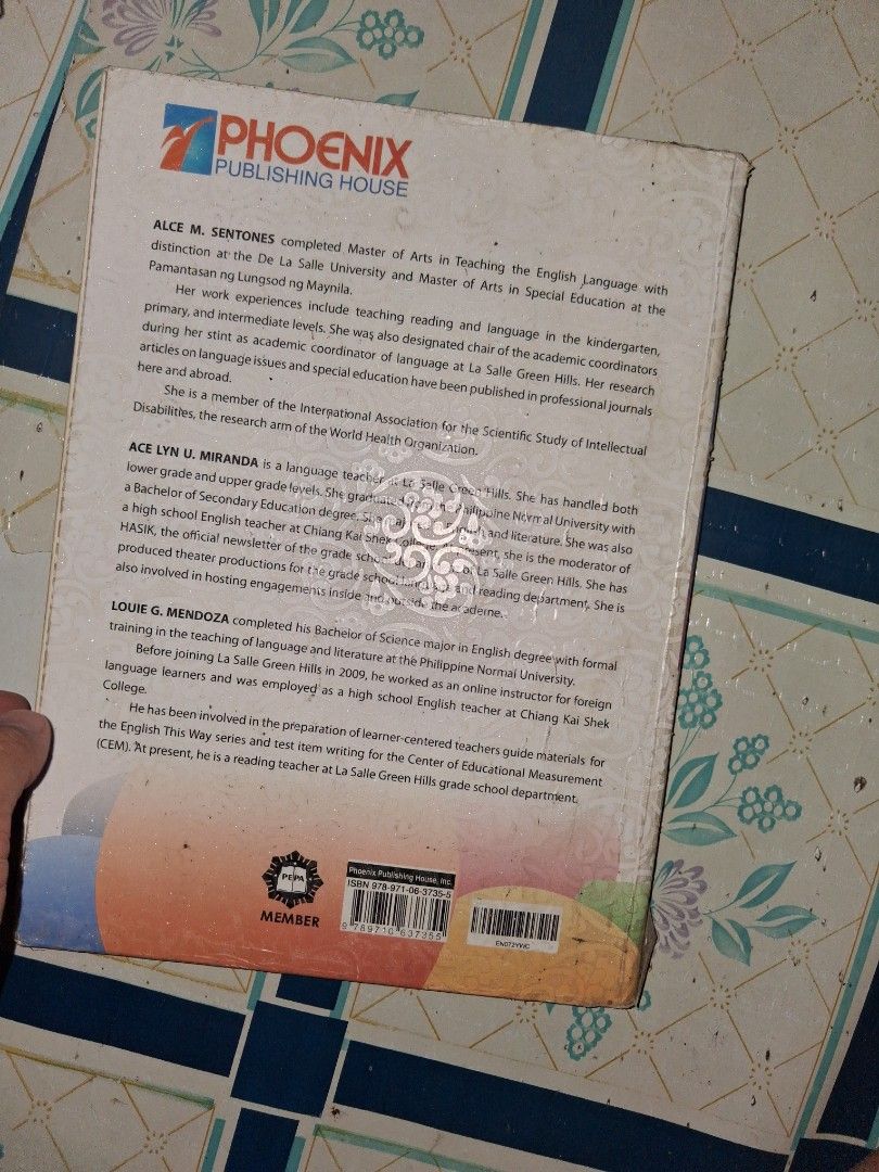 Phoenix Publishing Integrated English for Effective Communication Grade 3 (Category: Textbooks) located in Manila. Submitted by marcas022798212 (Listing ID 1464674686, Image 3). Description: - Grade 3 Integrated English for Effective Communication (IEEC) textbook - Aligned with the K to 12 curriculum - Published by Phoenix Publishing House - Authors: Alce M. Sentones, Alice Lyn U. Miranda, Louie G. Mendoza - Excellent resource for young learners 