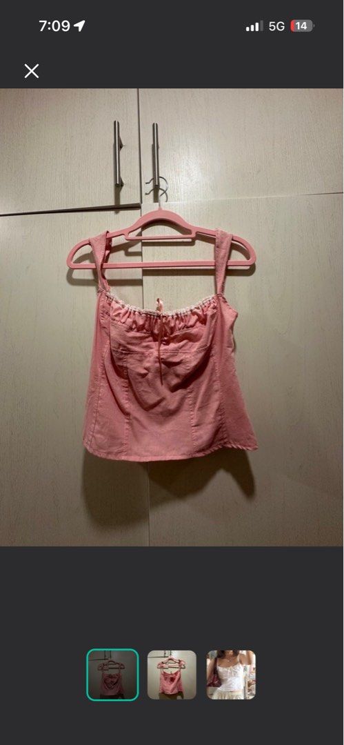 Pink Corset Top with Lace Trim (Category: Sleeveless) located in Manila. Submitted by flumbumbum (Listing ID 1464681617, Image 1). Description: - closetbymika top sold for 1.3k originally - Adorable pink corset top - Delicate lace trim along the neckline - Cute tie detail at the front - Adjustable straps for a perfect fit - Easily pairs with jeans or skirts - Ideal for nights out or casual wear.