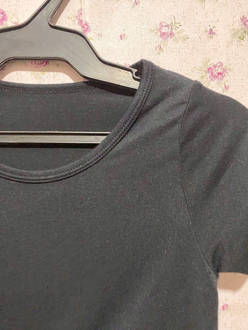 Plain Black Short Sleeve T-Shirt - basic plain punk goth gothic whimsigoth grunge (Category: Shirts) located in Mangaldan. Submitted by extra.aya (Listing ID 1464761749, Image 2). Description: - Color: Classic black - Fit: Fitted cut - Neckline: Round neckline - Sleeves: Short sleeves - Fabric: Soft and stretchy - Style: Versatile everyday basic that matches any outfit.