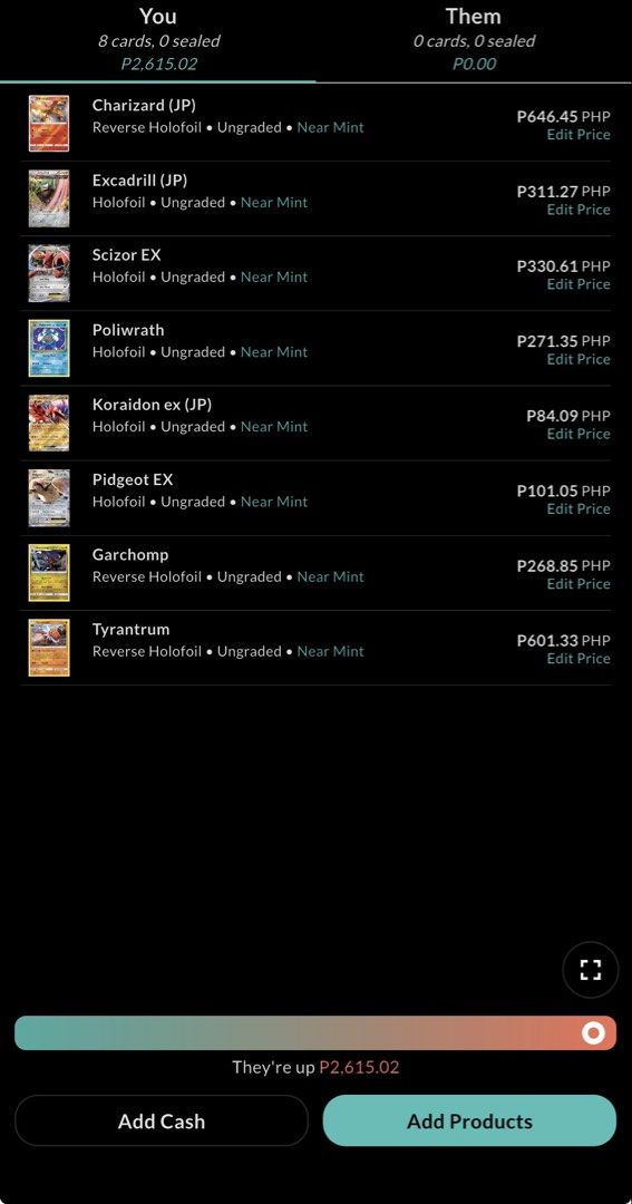 Pokemon Cards (Category: Raw Singles) located in Quezon City. Submitted by Kyzen (Listing ID 1464608880, Image 2). Description: Pokemon cards for sale/trade Total card value: 2,600 For sale: 1000 cash, trade value: 1500 Available Meet up and shipping Shipping shouldered by buyer.