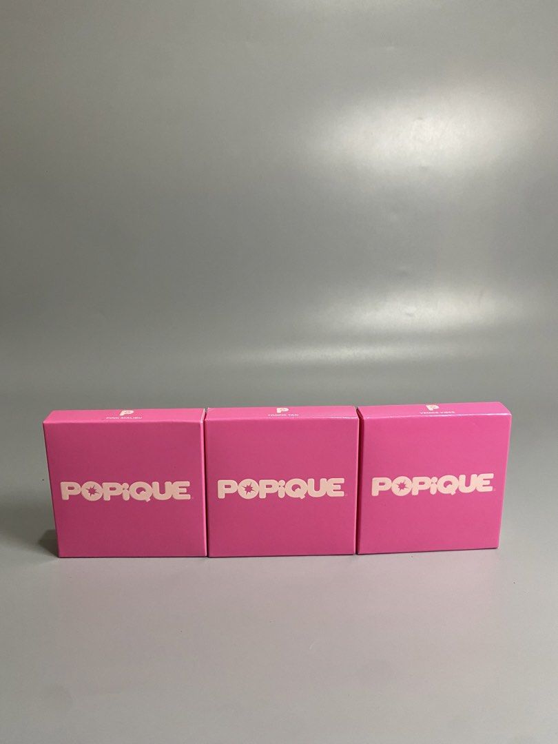Popique Trio Face Palette Set (Category: Makeup) located in Davao. Submitted by brandedthrift.134 (Listing ID 1464735990, Image 2). Description: - Set of 3 unopened Popique makeup palettes in individual pink boxes - Shades included: Pink Malibu, Tropic Tan, and Venice Vibes - Unique three-way split pan design in each compact - Chic round pink case with a clear lid for easy viewing - 100% brand new, unused, and in original packaging.