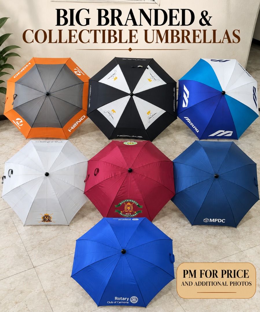 Preloved Big Branded & Collectible Umbrellas (Category: Umbrellas) located in Binan City. Submitted by croti_by_juliechi (Listing ID 1464638030, Image 1). Description: FOR SALE: Preloved Big Branded & Collectible Umbrellas Php500 each PM for additional photo Location/Pick-up: BCPI (Best Chemicals & Plastics, Inc.) PTC, Brgy. Maduya, Carmona, Cavite Mon–Fri, 8AM–4PM (except sat-sun-holiday) https://share.google/0cKZAqs30x1qJmBOr Delivery: Lalamove