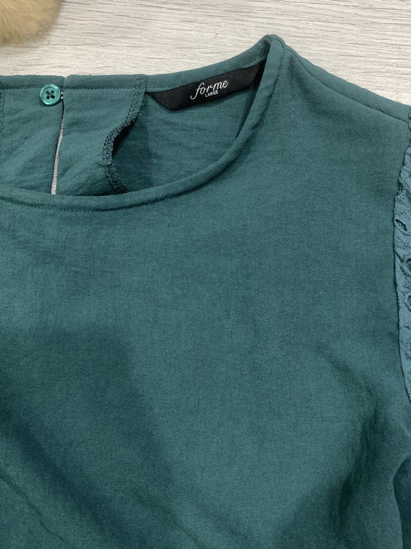 Preloved Green Forme Blouse (Category: Blouses) located in Makati City. Submitted by supercutielicious (Listing ID 1458673512, Image 2). Description: Preloved Forme Blouse^^ • unused – just been stored •as good as new • price is negotiable!! Rfs: decluttering Mop: gcash.