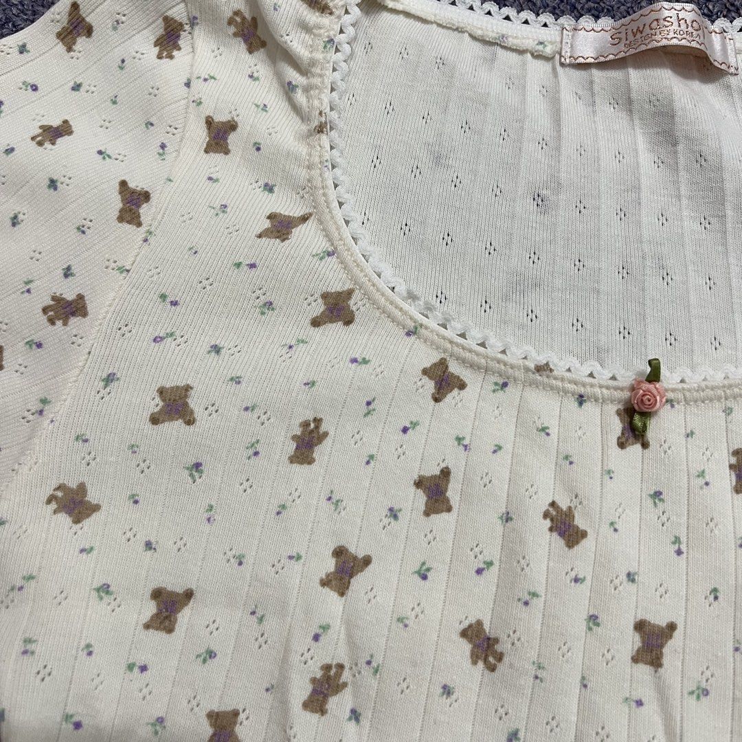 Preloved Siwa Dainty Crop Top (Category: Shirts) located in Las Pinas. Submitted by bangtanbey (Listing ID 1464731485, Image 3). Description: Siwa brand from Bangkok Bear and flower used once only Blue - never used, washed only Free size 250 each. Get all 3 pcs for 200 each!.