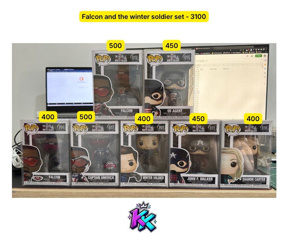 Quitting Sale - Funko Pop (Category: Designer & Blind Box Toys) located in Rizal. Submitted by charloidolivay (Listing ID 1464578703, Image 3). Description: - Selling as lot or selling as set (per picture) good resell value - Selling various Funko Pop figures. - Available Sets: Random Funko Pop, Marvel 80 Years Classic X-Men, Falcon and the Winter Soldier, Random Marvel. - Individual prices are shown on the product images. -Protector included - S