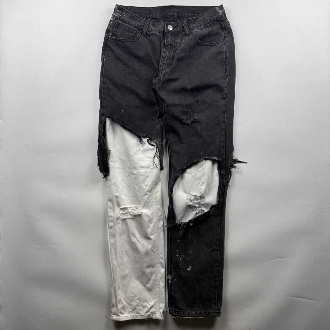 Raf Simons Double Layered Destroyed Jeans (Category: Jeans) located in Manila. Submitted by jademax (Listing ID 1464733664, Image 1). Description: Size Small Waist: 15” Inseam: 31.5” Leg Opening: 7” Front Rise: 11”.