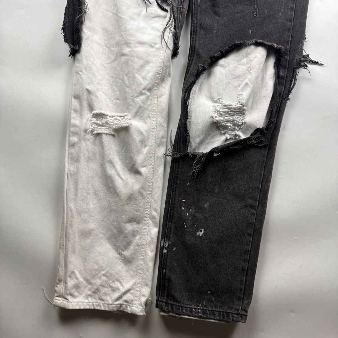 Raf Simons Double Layered Destroyed Jeans (Category: Jeans) located in Manila. Submitted by jademax (Listing ID 1464733664, Image 3). Description: Size Small Waist: 15” Inseam: 31.5” Leg Opening: 7” Front Rise: 11”.