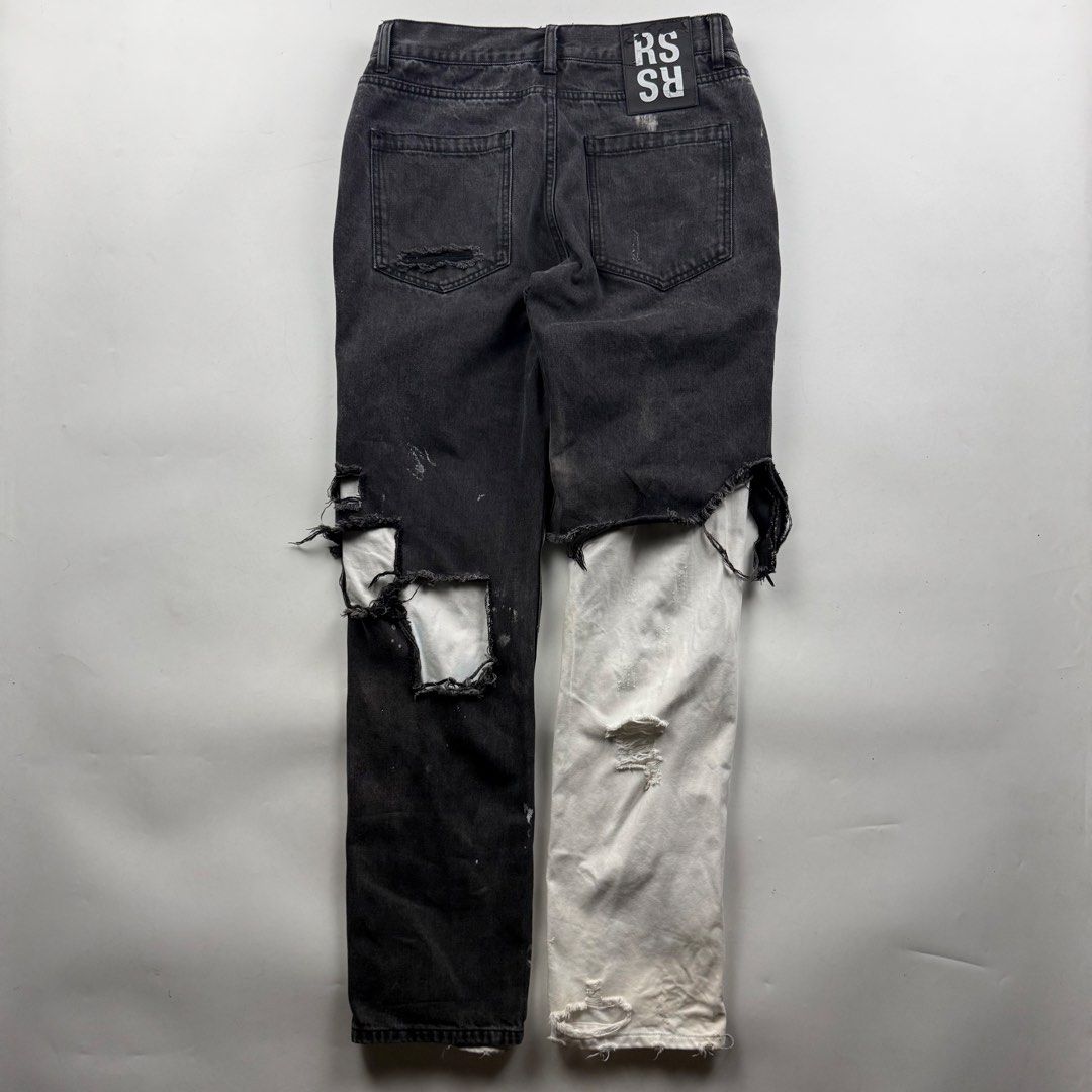 Raf Simons Double Layered Destroyed Jeans (Category: Jeans) located in Manila. Submitted by jademax (Listing ID 1464733664, Image 2). Description: Size Small Waist: 15” Inseam: 31.5” Leg Opening: 7” Front Rise: 11”.