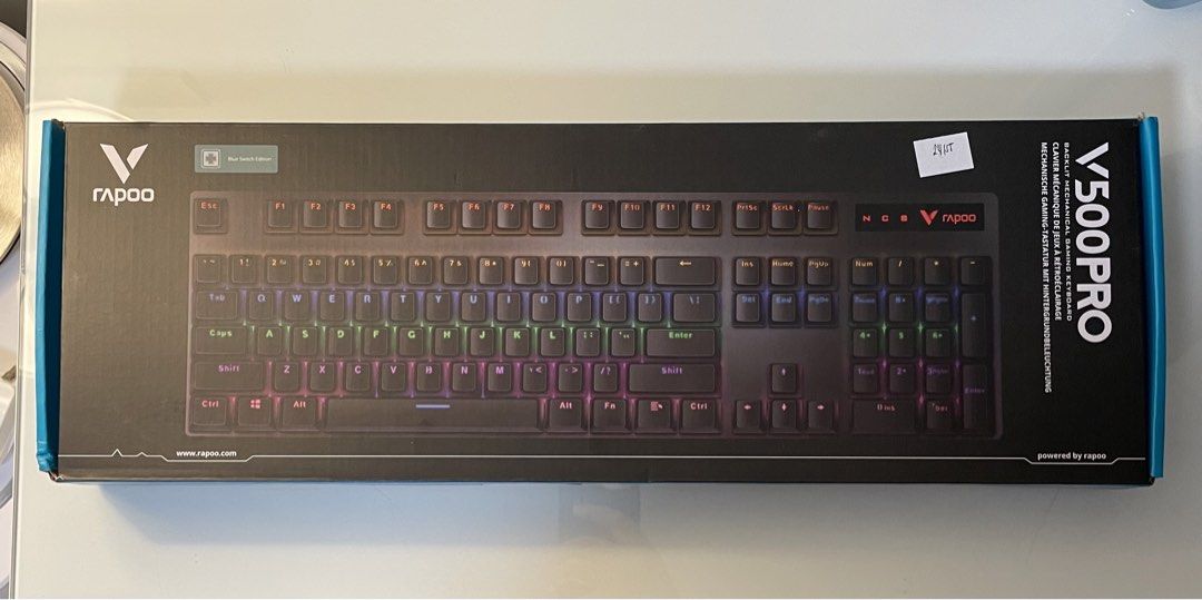 Rapoo V500Pro Backlit Mechanical Gaming Keyboard Blue Switch Edition (Category: Computer Keyboard) located in Manila. Submitted by uzibns (Listing ID 1464718720, Image 1). Description: - Brand: Rapoo V500Pro Mechanical Gaming Keyboard (Blue Switch edition) - Condition: Like new, still inside original retail box - Switches: Mechanical Blue switches with high-speed response (rated up to 60 million operations) - Build: Durable metal alloy cover with