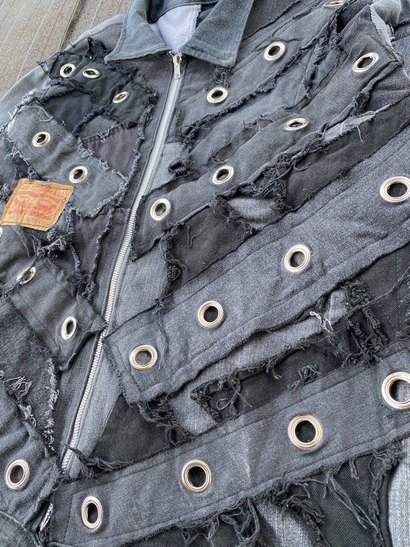 Reconstructed Patchwork Denim Zip-Up Jacket (Category: Coats, Jackets and Outerwear) located in Taguig. Submitted by offther4ck (Listing ID 1464638337, Image 3). Description: - No Issue - Zipper is working smoothly - It contains a lot of denim combined into 1 insane jacket - Width: 23 inches - Length: 26 inches .