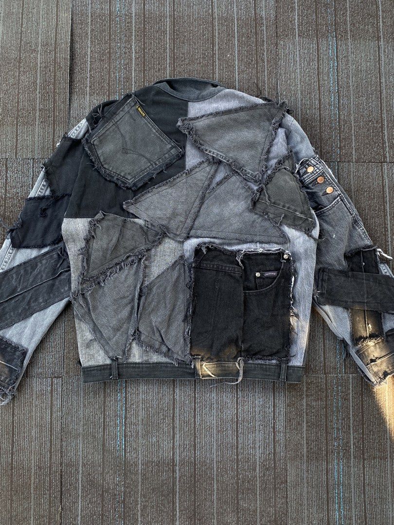 Reconstructed Patchwork Denim Zip-Up Jacket (Category: Coats, Jackets and Outerwear) located in Taguig. Submitted by offther4ck (Listing ID 1464638337, Image 2). Description: - No Issue - Zipper is working smoothly - It contains a lot of denim combined into 1 insane jacket - Width: 23 inches - Length: 26 inches .