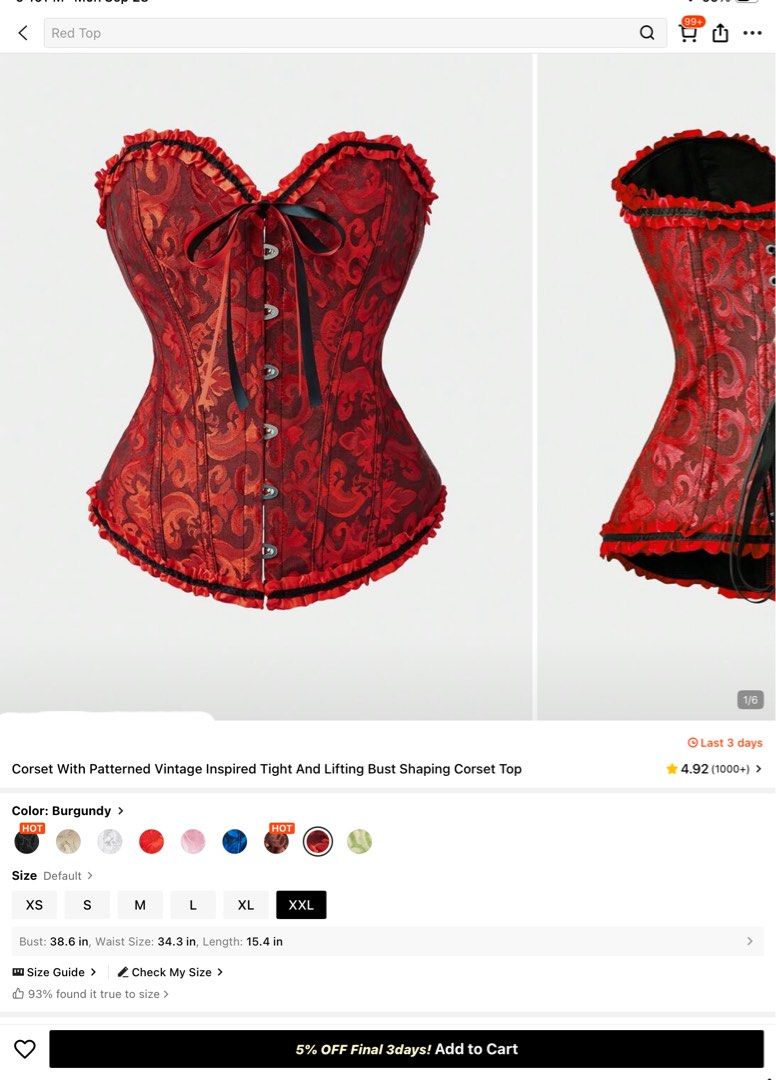 Red Corset XXL (Category: Sleeveless) located in Manila. Submitted by pipsahoy (Listing ID 1464656745, Image 1). Description: - red corset top perfect for halloween! - used once only - dm for ww pics - sdd, jnt (metro manila) - meet up (ust area) .