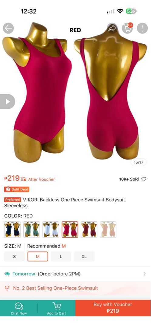 Red One Piece Swimsuit/Bodysuit (Category: Bikinis & Swimsuits) located in Cavite. Submitted by rrppreloved (Listing ID 1464743414, Image 1). Description: Used once Small size Can fit 36b .