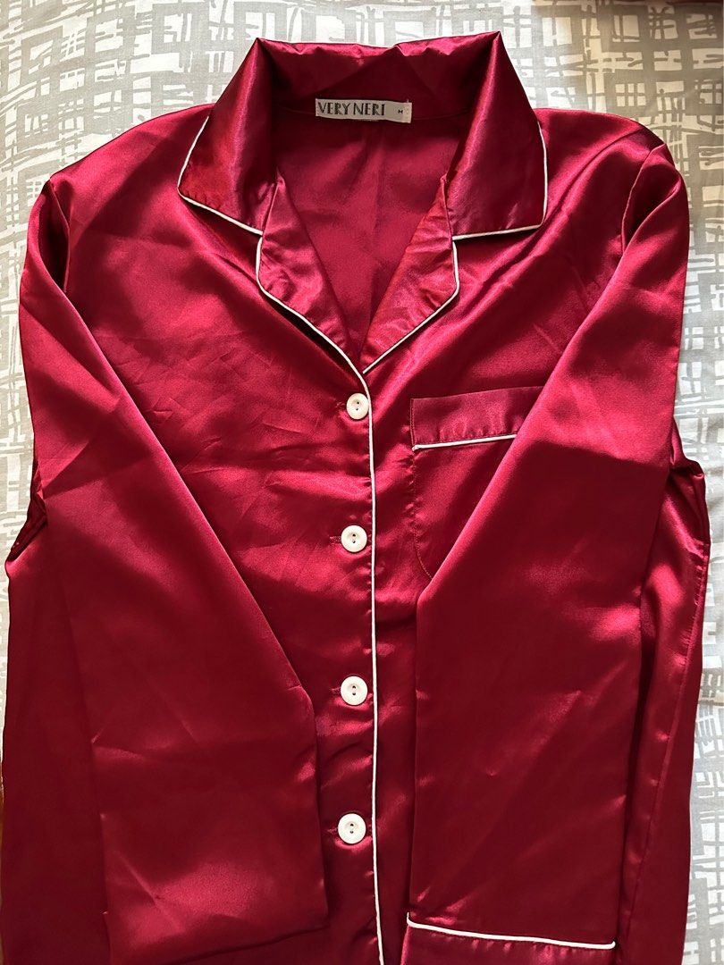 Red Satin Long Sleeve Pajamas (Category: Undergarments & Loungewear) located in Paranaque City. Submitted by preloveeed890 (Listing ID 1464677807, Image 3). Description: used only for christmas party.
