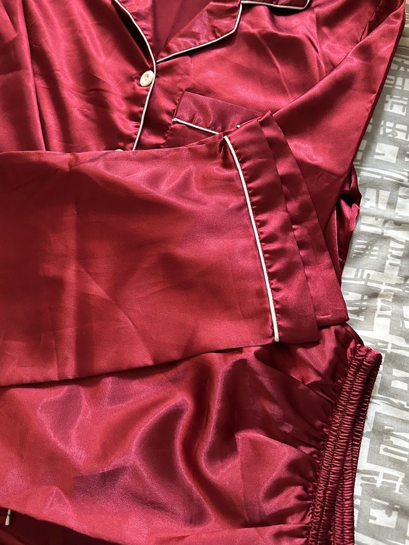 Red Satin Long Sleeve Pajamas (Category: Undergarments & Loungewear) located in Paranaque City. Submitted by preloveeed890 (Listing ID 1464677807, Image 2). Description: used only for christmas party.
