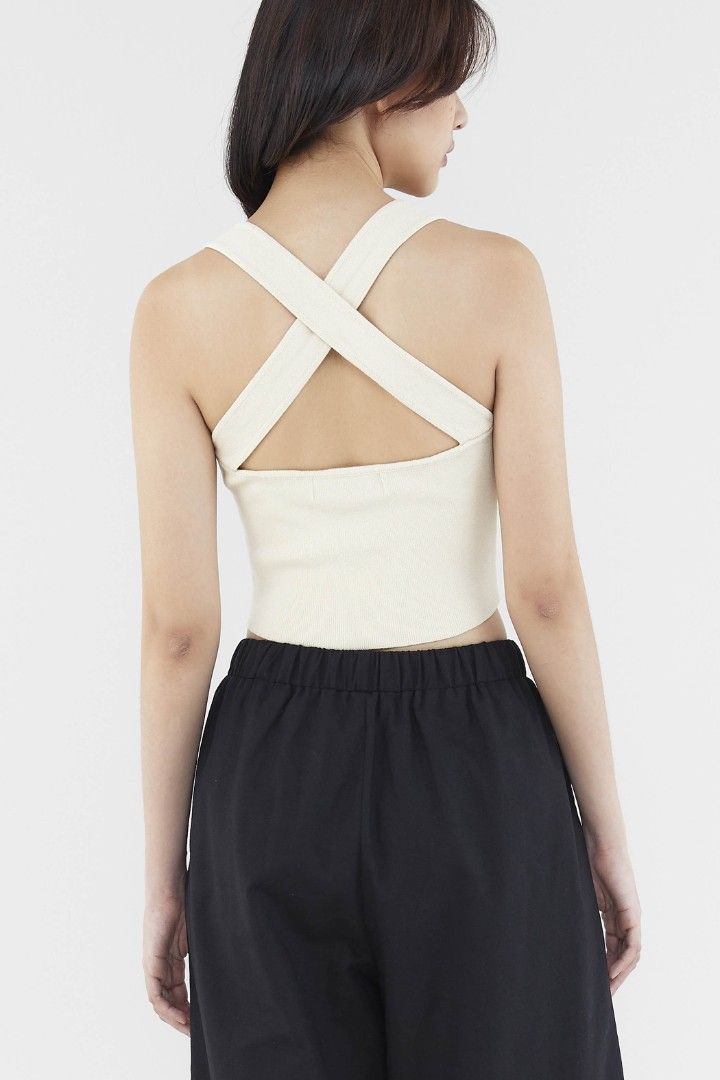 Ribbed Crossback Top (Category: Sleeveless) located in Manila. Submitted by rawr.kiwi (Listing ID 1464691569, Image 2). Description: size reference bust: 34in waist: 27in.