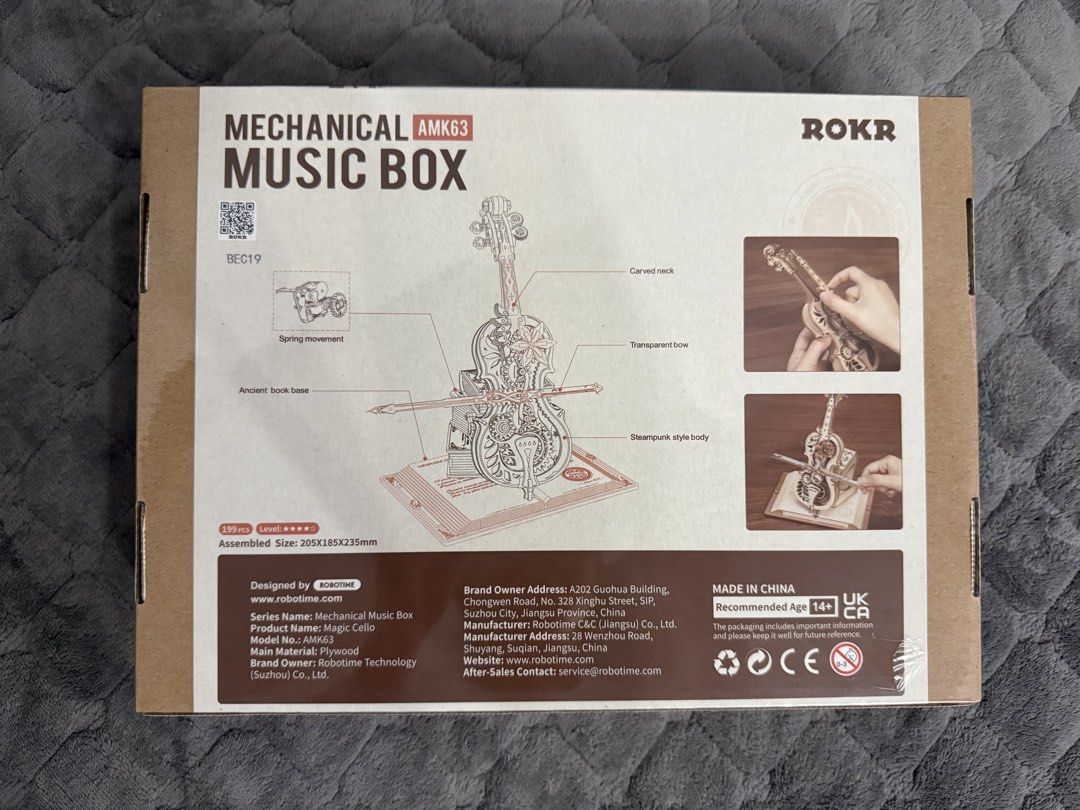 ROKR Mechanical Music Box - Magic Cello & Piano Kits (Category: Handmade Craft) located in San Jose del Monte. Submitted by lachimo7a7a (Listing ID 1464533183, Image 2). Description: - Build your own mechanical music box! - Choose between a Magic Cello or Magic Piano kit. - These are DIY wooden puzzles that play music when assembled. - Great for hobbyists and music lovers. - Fun to build and display. - Limited stock available!.